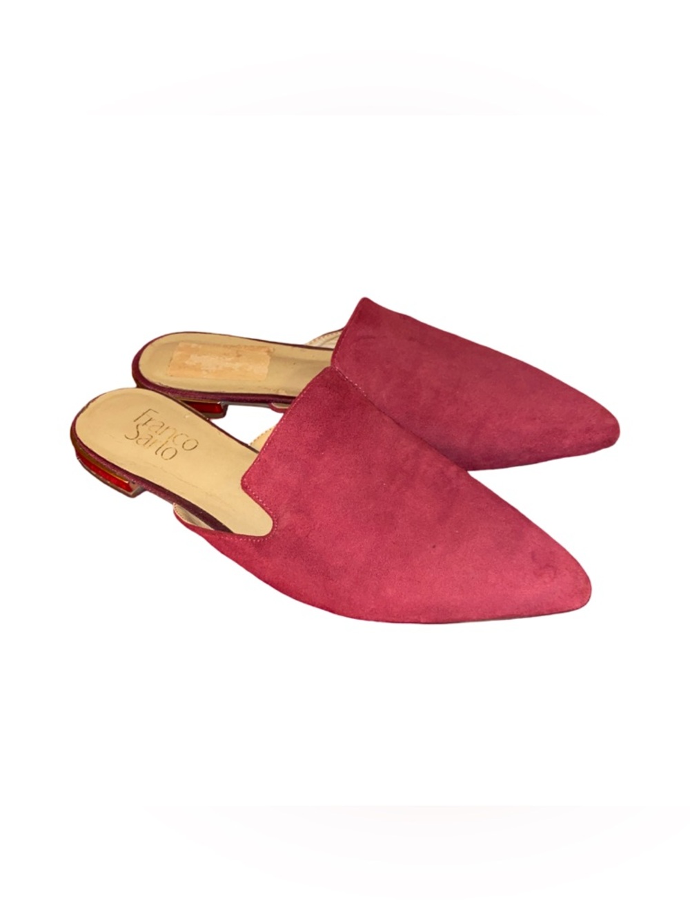 Franco Sarto Raspberry Suede Pointed-Toe Slip-On Mules